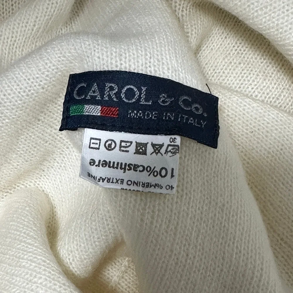 Carol & Co by A. Fusco 100% Cashmere Cream Infinity/Tube Scarf Made in Italy NWT